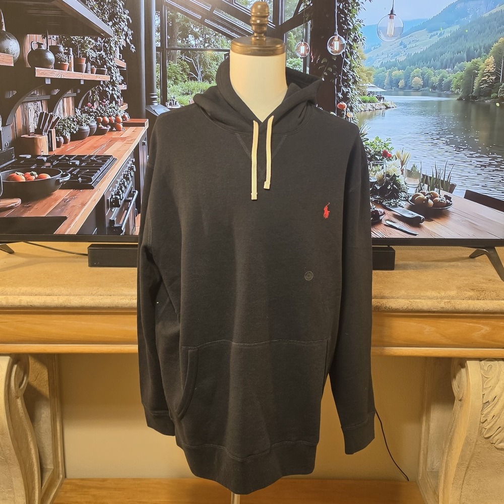 POLO RALPH LAUREN Mens XLT Black Hoodie Sweatshirt Kangaroo Pocket NWT! - $150